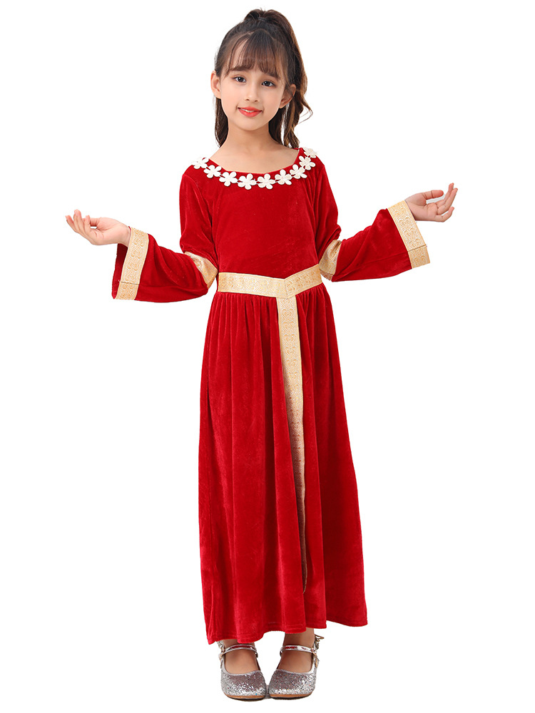 万圣节女孩中世纪公主连衣裙中东异域风情阿拉伯儿童舞台表演服饰