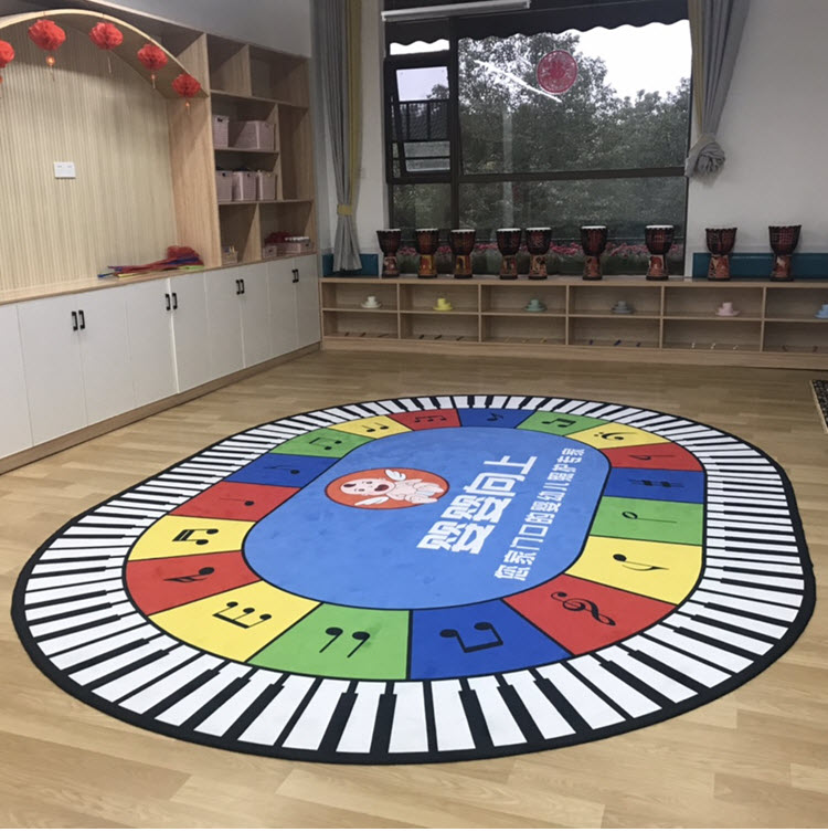 五线谱音乐教室地毯椭圆长方形音符幼儿园钢琴谱表架子鼓地垫logo