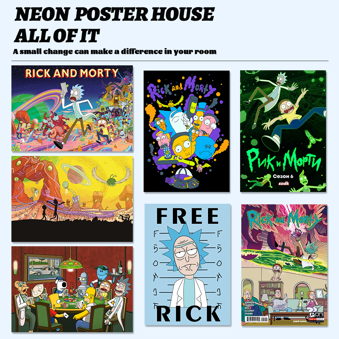 Rick and Morty海报|瑞克和莫蒂美式卡通动漫|卧室宿舍装饰壁纸墙