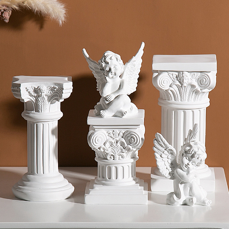 古典欧式希腊建筑罗马柱模型小号天使人物雕塑装饰品摆件拍摄道具