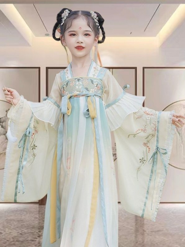 女童古装六7八9十11岁汉服连衣裙公主超仙女孩穿的唐装表演出服15