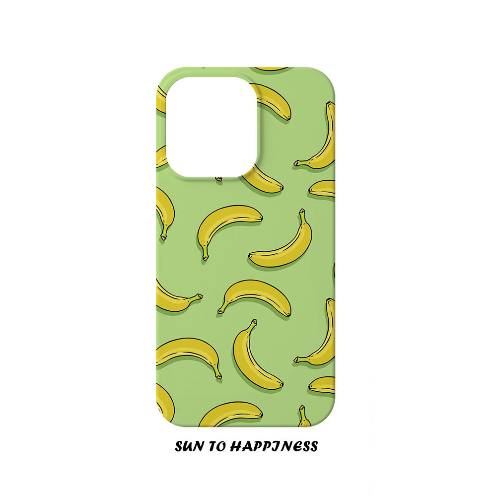 绿色水果香蕉简约插画适用苹果15PROMAX手机壳菲林iphone14plus13mini12创意小众个性卡通有趣全包亮面磨砂硬