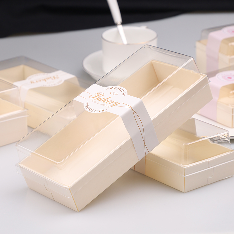 木质蛋糕盒透明方形烘焙食品小西点外卖甜品盒毛巾卷三明治打包盒