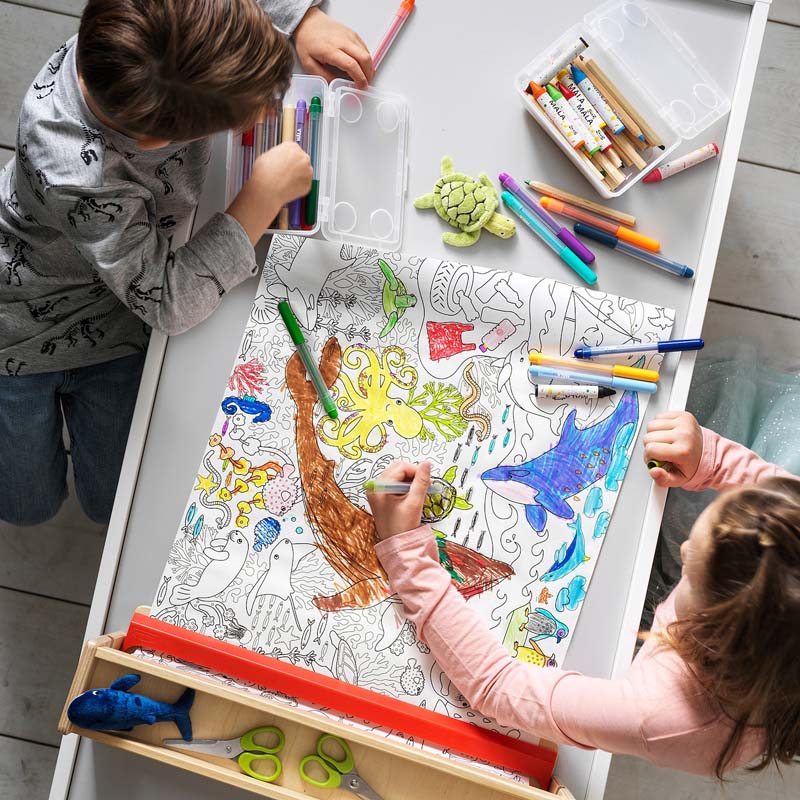 宜家IKEA卢斯蒂格填色卷10米儿童涂色画卷画画本幼儿园美术绘本