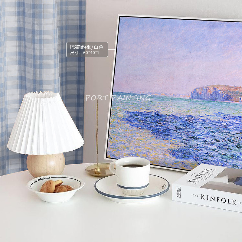 港画 莫奈艺术作品装饰画海上的阴影和普尔维尔的悬崖大海油画