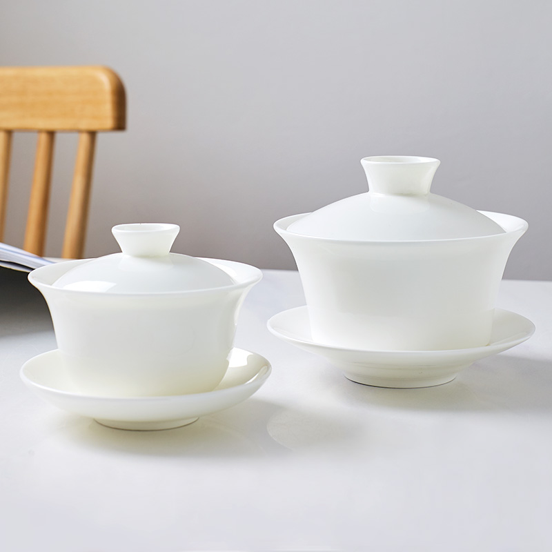 景德镇白色骨瓷瓷茶具套装功夫茶杯家用客厅办公室会泡茶陶瓷盖碗