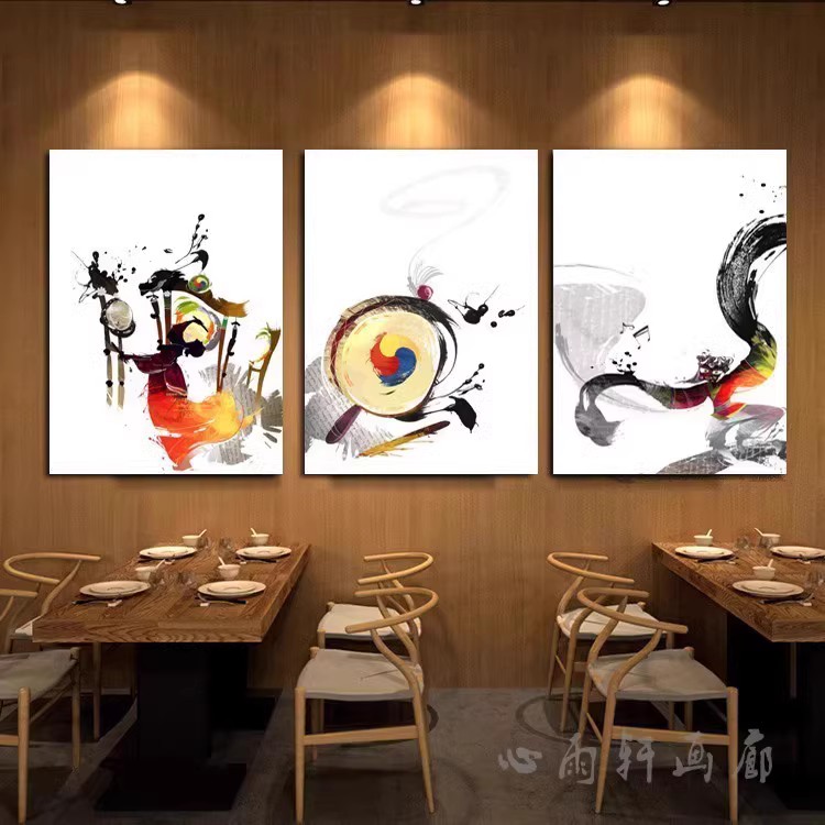 韩国民俗文化装饰画韩式风格餐厅烤肉店挂画朝鲜风情舞蹈腰鼓壁画