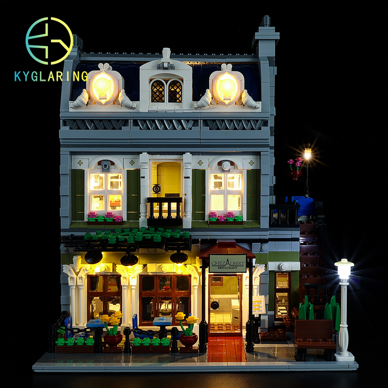 可匀适用乐高10243创意街景巴黎餐厅拼搭玩具礼物 LED积木灯饰DIY