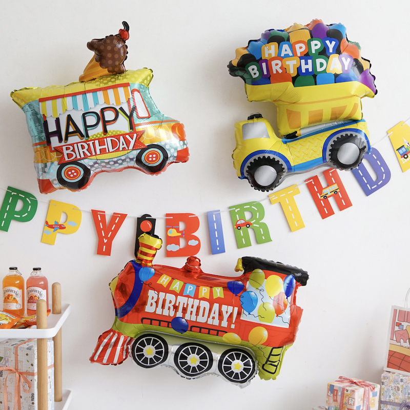 儿童宝宝周岁生日派对汽车主图卡通气球男女孩装饰背景装饰品道具
