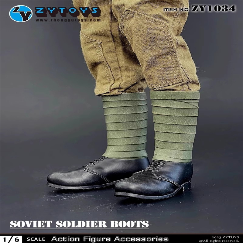 ZYTOYS 1/6兵人 ZY1034 苏联士兵绑带靴高筒靴 12寸配件模型 现货