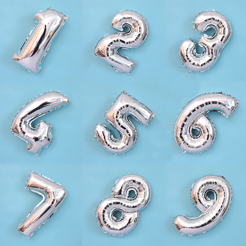 16寸英文字母铝膜气球0-9数字生日派对布置气球 婚庆装饰气球