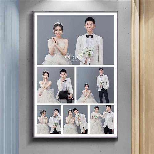 时光有约婚纱照相框挂墙大尺寸竖版多宫格结婚照片墙玄关走廊60寸