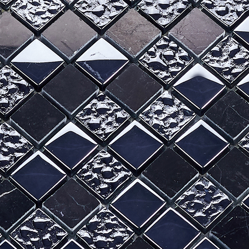 天然大理石马赛克黑色木纹石材水晶玻璃背景墙卫生间厨房水池瓷砖