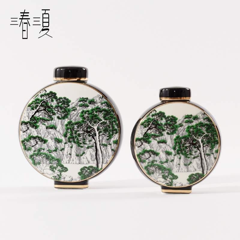 【特价】新中式摆件高端瓷器样板房客厅博古架陶瓷罐子酒柜装饰品