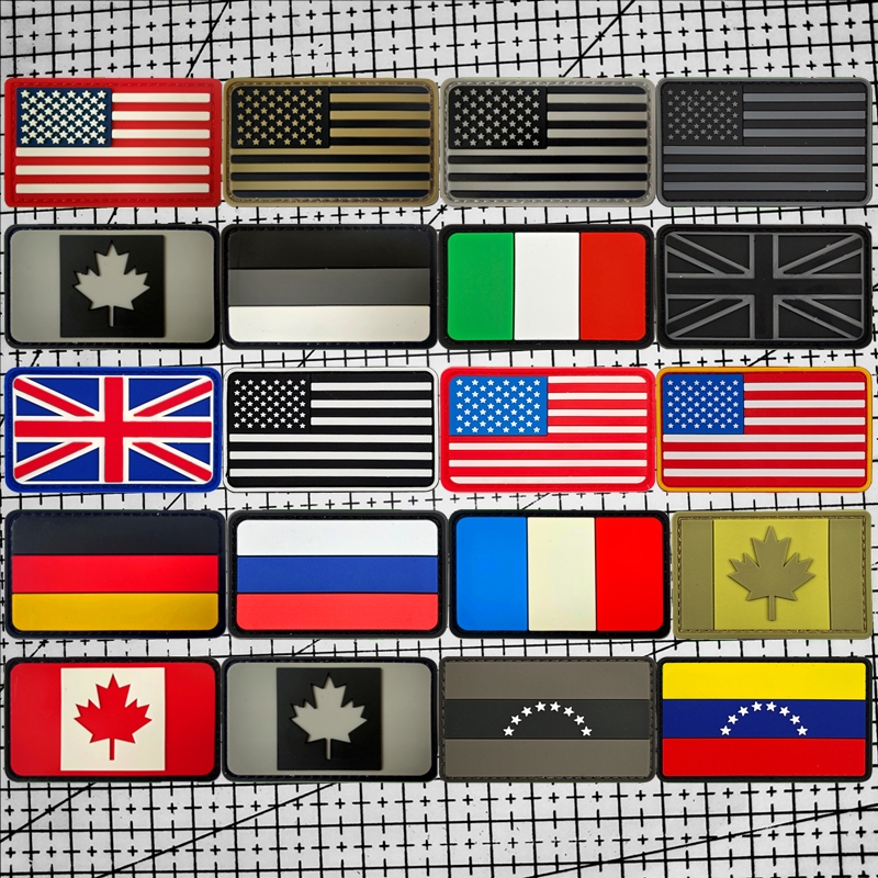 美国法国英国德国俄罗斯旗帜臂章 PVC魔术贴徽章战术背包贴士气章