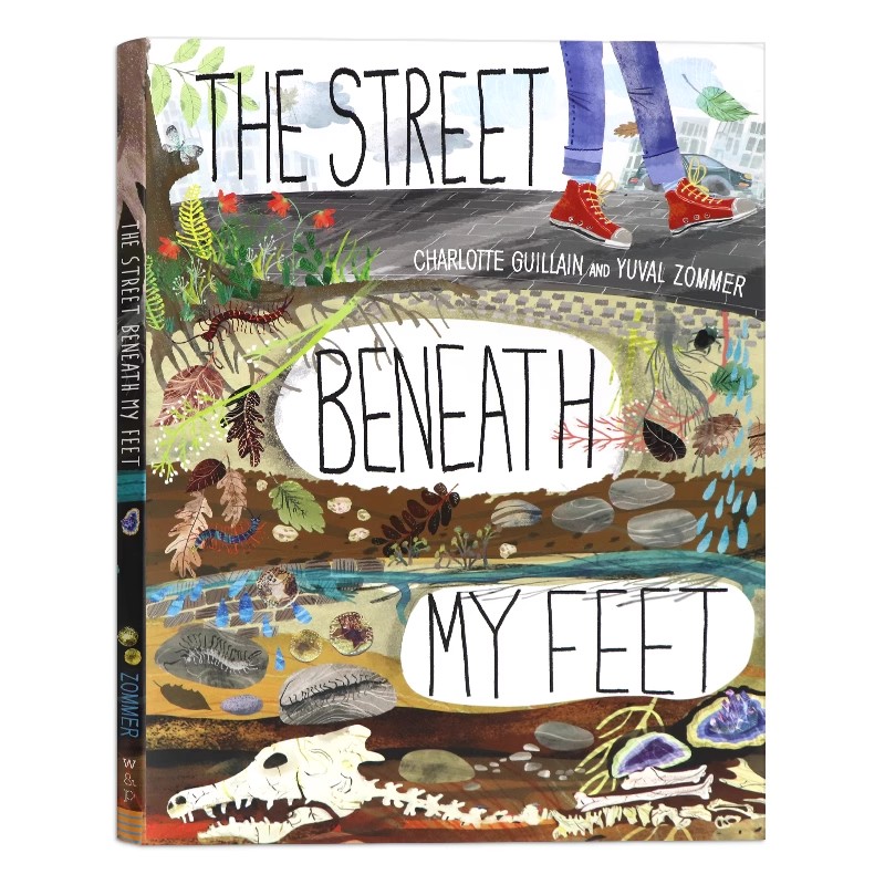 脚底下的街道 折叠书 英文原版绘本 The Street Beneath My Feet 双面超长拉页科普书 儿童认知读物 精装大开 Yuval Zommer 3-6岁