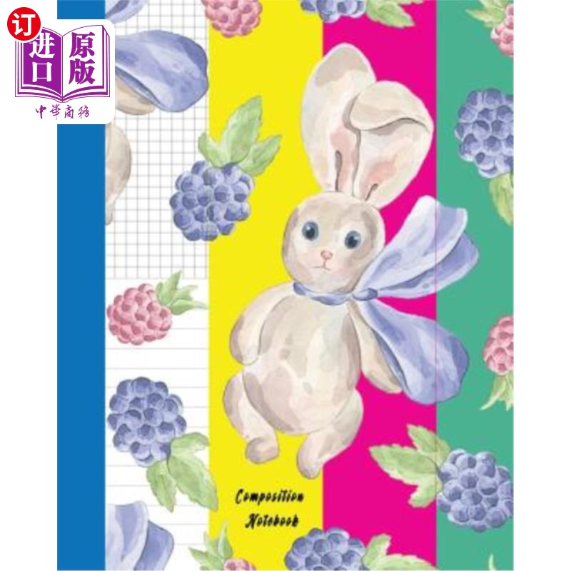 海外直订Composition Notebook: Cute Rabbit Soft Cover Book Half Lined and Half Graph 5x5  作文笔记本：可爱的兔子软皮