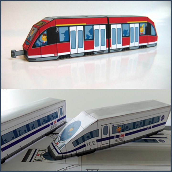 儿童益智DIY立体手工制作交通工具地铁火车电车3D纸模型纸艺玩具