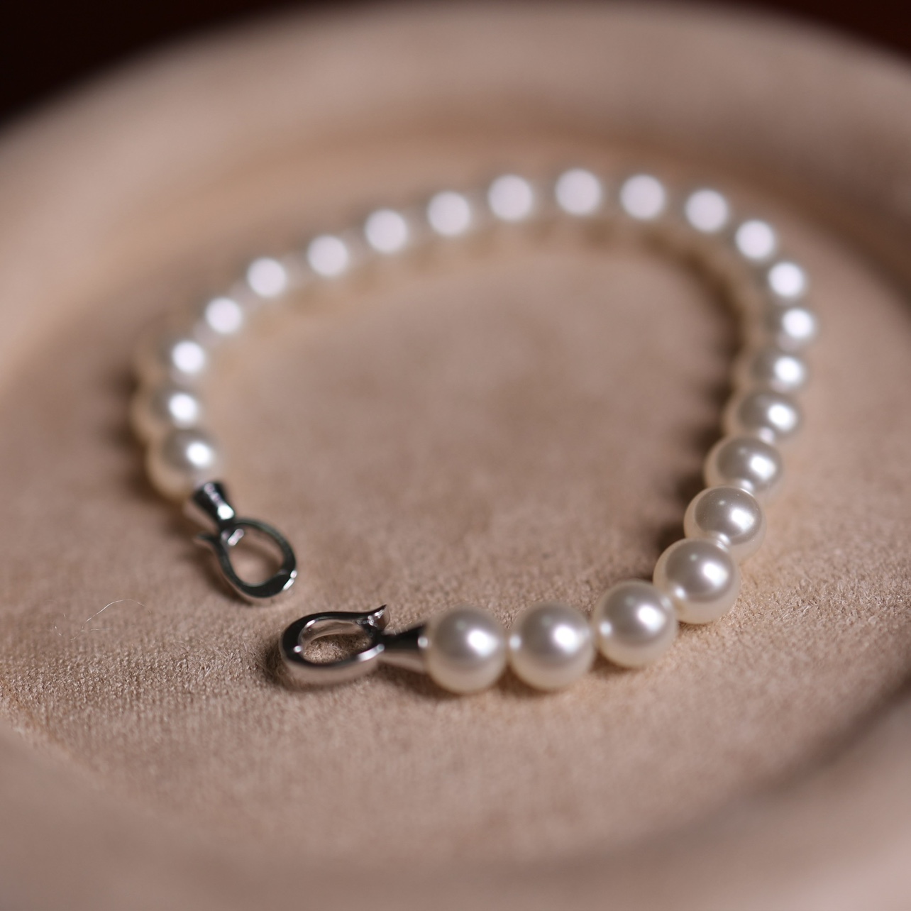 DIY饰品配件纯银s925扣头珍珠项链手链女 精致简约对开扣 图珠6mm