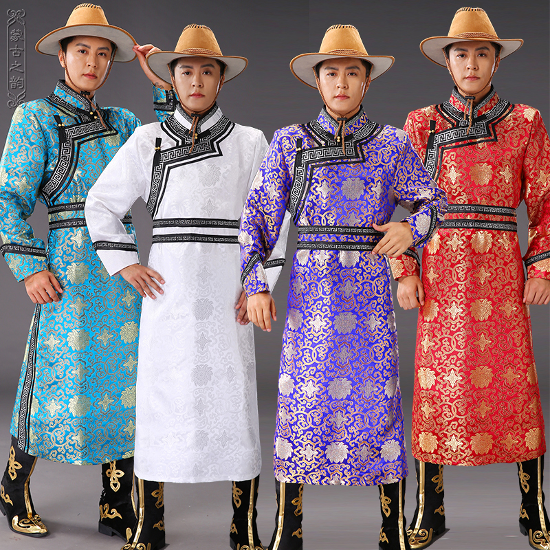 新款蒙古服装男士蒙古袍少数民族舞蹈表演出服蒙古族成人传统长袍