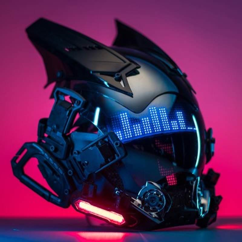 赛博朋克发光头盔面罩科技感电子面具全脸机能风未来战士角色扮演