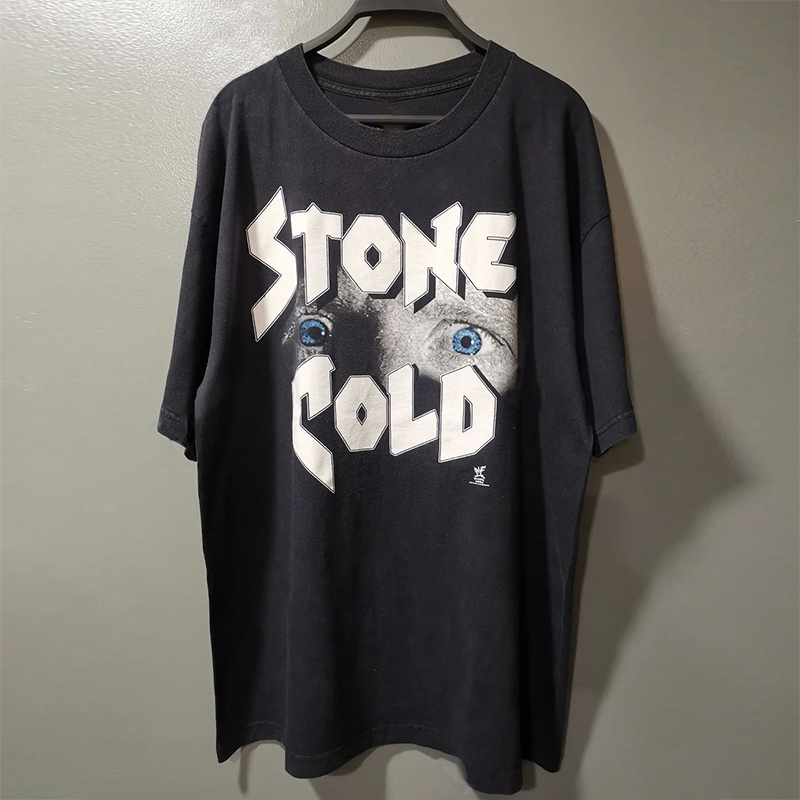 Stone Cold冷石奥斯汀WWF摔角硬汉风宽松短袖男女美潮高街圆领T恤