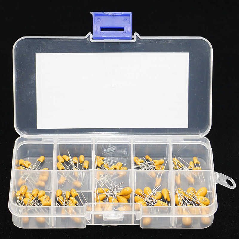 100Pcs 10Value 16V Tantalum Capacitor Assorted Kit Box Assor