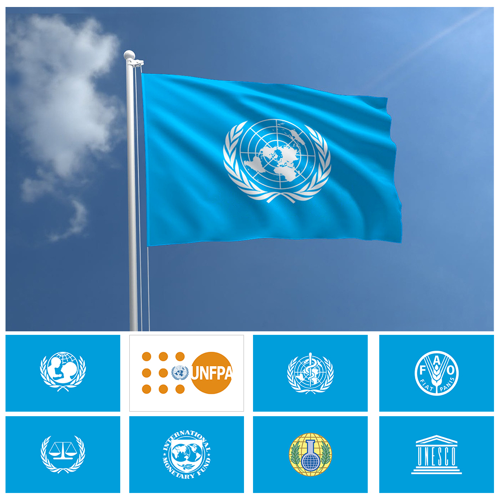 联合国各组织旗帜 WHO IFAD IMF IMO UNFPA UNHCR UNICEF接受定制