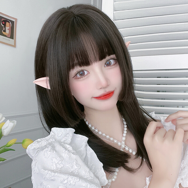 公主切假发刘海全头套式长发女2021年时尚新款Lolita适合圆脸发型