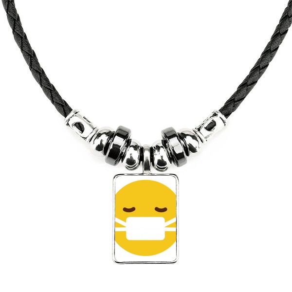 生病口罩黄色可爱网聊表情包插画手工皮绳项链吊坠饰品