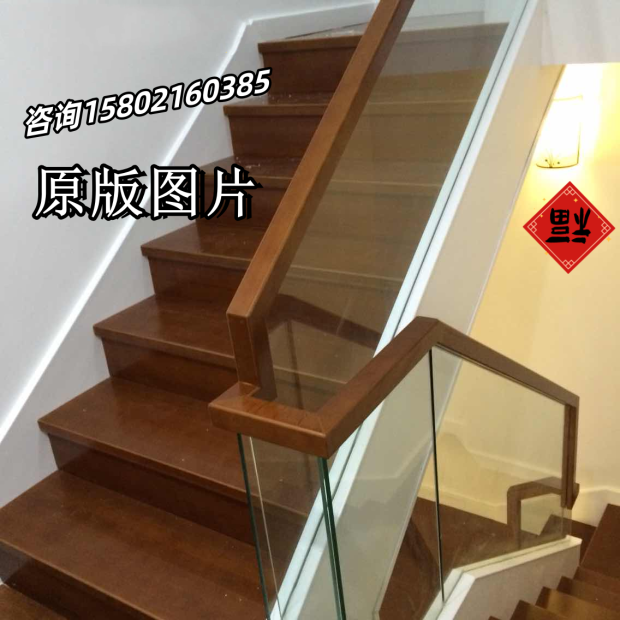 上海楼梯实木楼梯玻璃扶手玻璃护栏铁艺木扶手小阁楼别墅复式楼