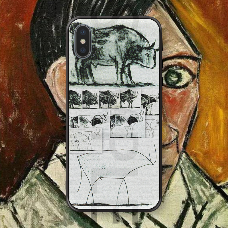 毕加索画牛美术馆艺术家抽象画印象派付过苹果华为玻璃软手机壳套