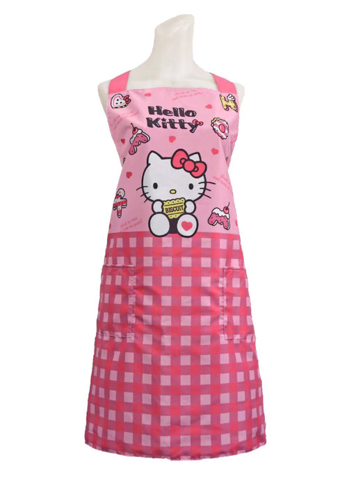Kitty围裙粉格点心双口袋 厨房 工作裙烘焙课 烹饪课做点心台湾制
