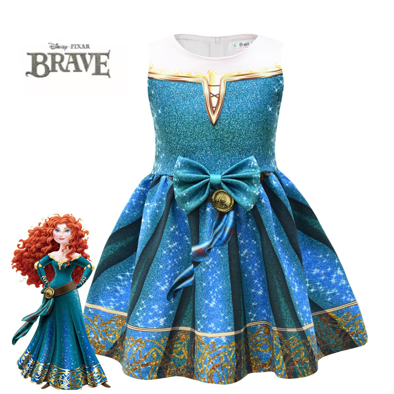 新款迪士尼女童梅莉达公主裙万圣节勇敢传说Braver cos活动表演服