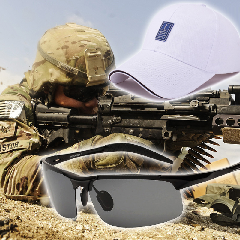 特种部队太阳眼镜狙击手运动型男太阳镜驾驶偏光墨镜送帽子gm眼镜