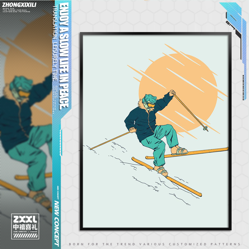 极限运动挂画自行车速滑俱乐部冰球板球装饰画滑冰滑雪卧室壁画zy