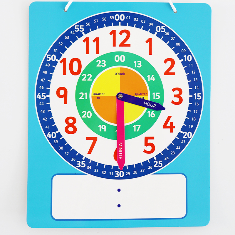 儿童认识时间挂图磁性钟面模型钟表可擦写一年级时钟教具英语课堂