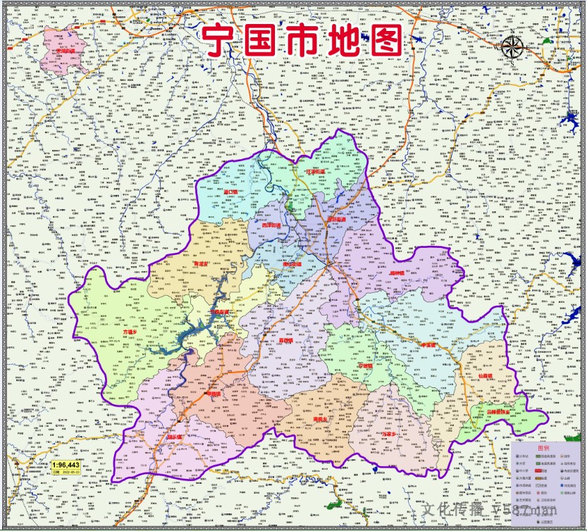 2022年5月安徽宣城市宁国市定制行政交通旅游乡镇村落分布地图