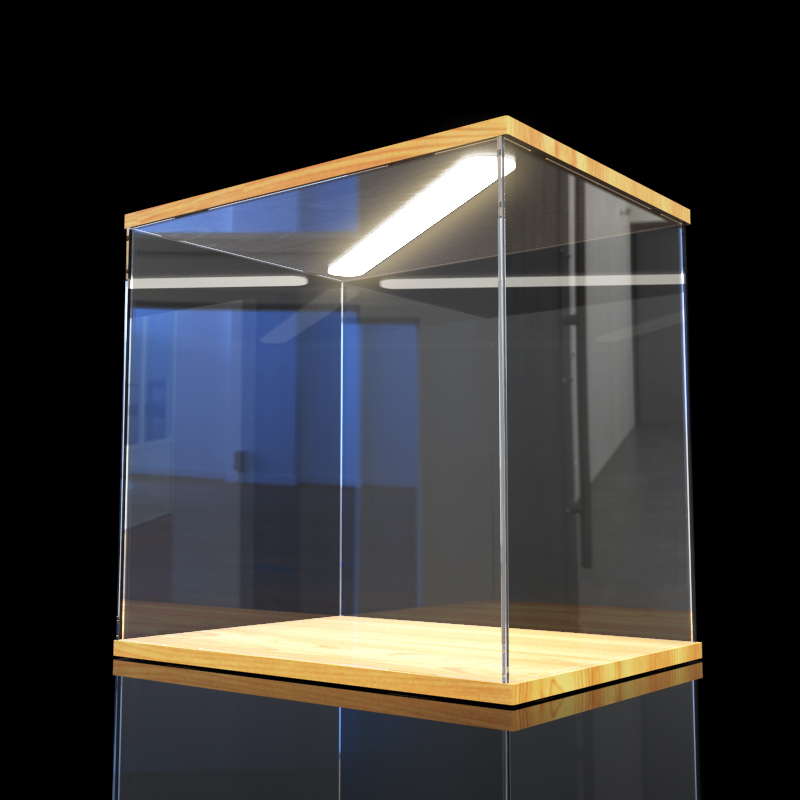 亚克力手办展示盒可定制带灯积木乐高模型透明防尘罩黏土木质展柜