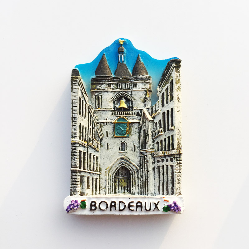 法国波尔多大钟门创意旅游纪念装饰工艺品立体风景磁铁冰箱贴礼物