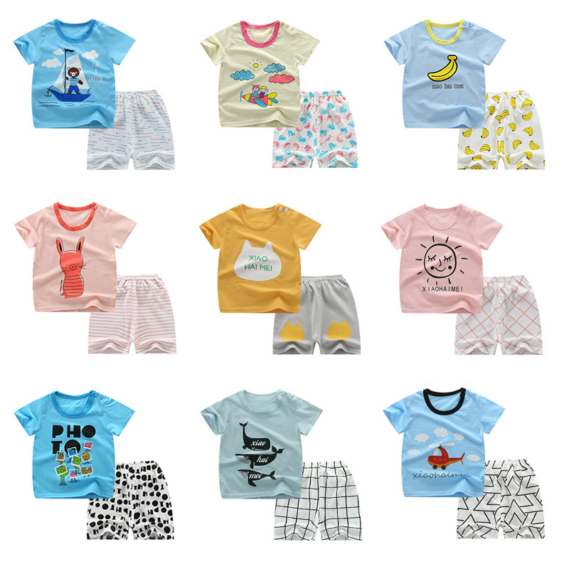 儿童套装短袖T恤短裤棉质男女童上衣1-2-3-4-5-6岁宝宝两件套夏款