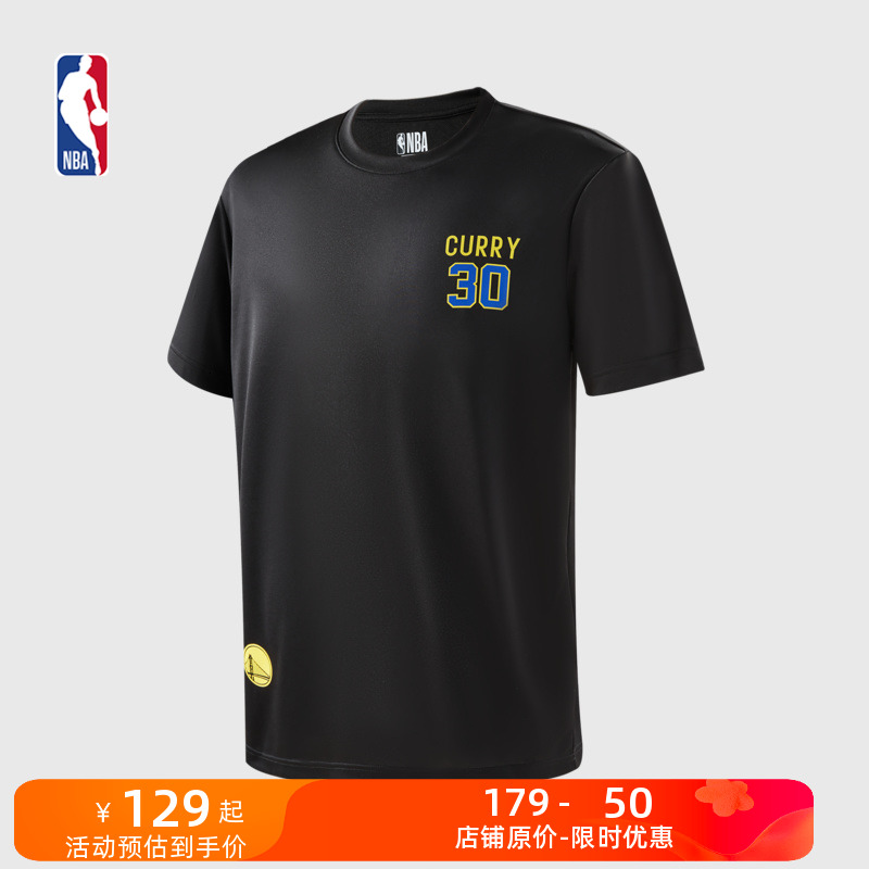 NBA球员号码系列金州勇士 斯蒂芬库里 夏季运动中性黑色短袖T恤
