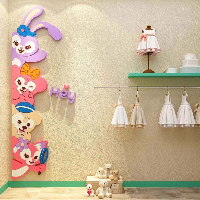 网红童装店铺道具装饰品母婴室墙贴拍照区布置创意玻璃橱窗背景画