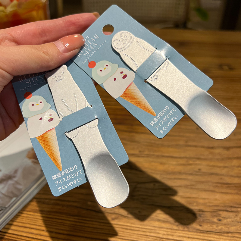 【老板娘自留款漂亮】日本进口！铝制银色可爱小企鹅卡通冰激凌勺