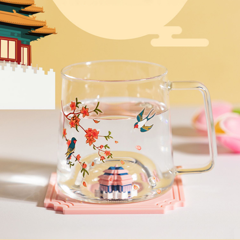 故宫龙年文创紫禁城四季玻璃杯子含杯垫送生日礼物礼品