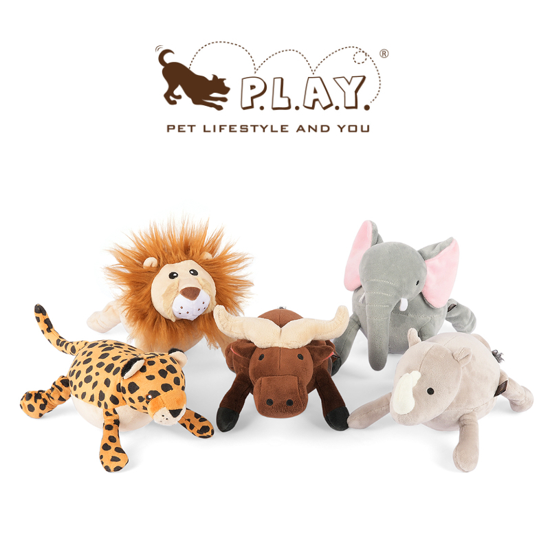 新丛林系列 PLAY美国狗狗发声毛绒玩具 大象狮子非洲豹 Petisan
