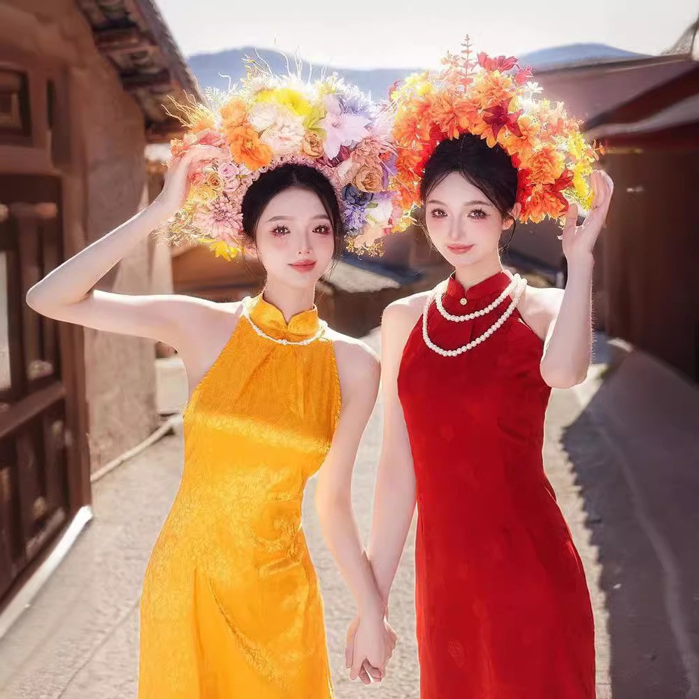 影楼孕妇拍照服装复古中国风旗袍中式古风孕妈旗袍写真照摄影服装
