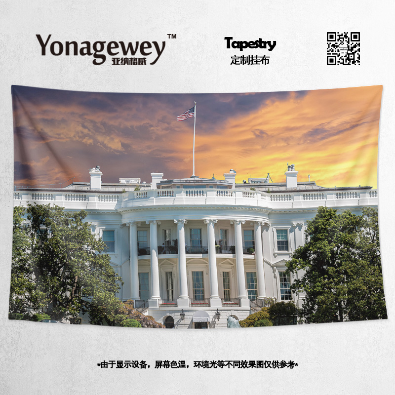 美国白宫华盛顿地标建筑风景写真海报周边卧室装饰画背景墙布挂布