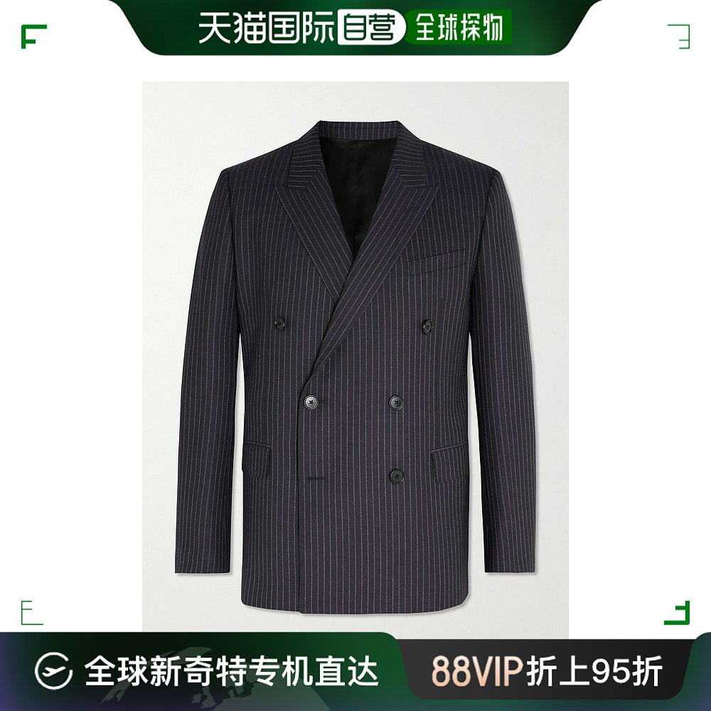 香港直邮潮奢 Celine 思琳 男士 双排扣细条纹羊毛西装外套 2V21D