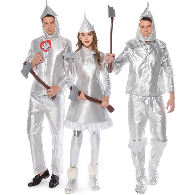 新款银色铁皮人演出服万圣节绿野仙踪服装COS情侣锡人机器人服